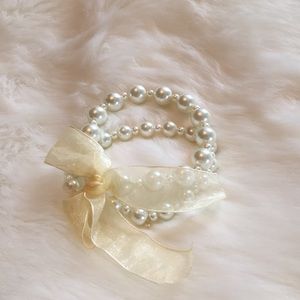 Faux pearl stacked bracelet